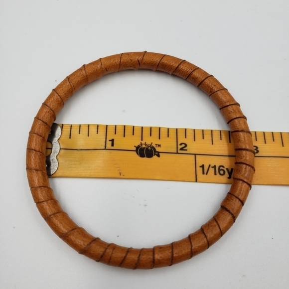 Earrings and Bracelet Rattan Faux Wood Wrapped Hoops Earthy Boho Hippie - Picture 10 of 11